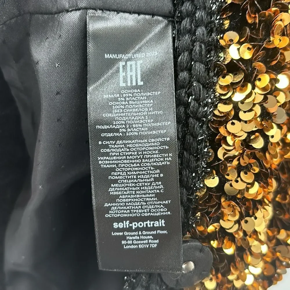 Self-Portrait Gold Sequined Jacket Blazer Size 2